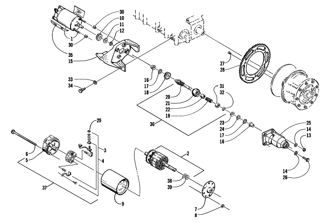 Parts Diagram for Arctic Cat 1999 THUNDERCAT SNOWMOBILE ELECTRIC START - STARTER MOTOR