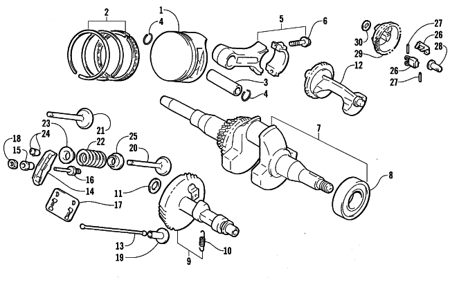 Parts Diagram for Arctic Cat 1999 AC7500GD2E GENERATORS PISTON AND CRANKSHAFT ASSEMBLY