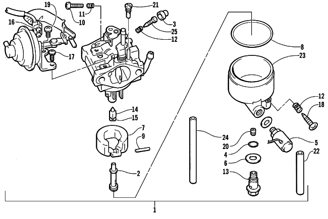 Parts Diagram for Arctic Cat 1999 AC7500GD2E GENERATORS CARBURETOR ASSEMBLY