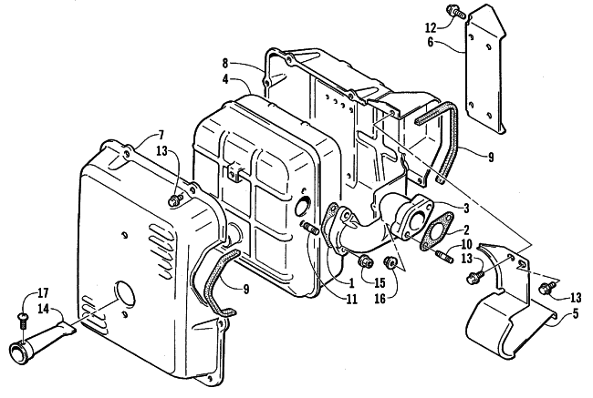 Parts Diagram for Arctic Cat 1999 AC7500GD2E GENERATORS MUFFLER ASSEMBLY