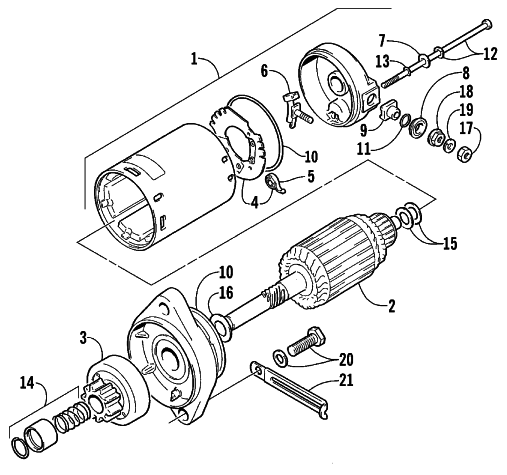 Parts Diagram for Arctic Cat 1999 AC7500GD2E GENERATORS STARTER MOTOR ASSEMBLY