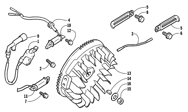 Parts Diagram for Arctic Cat 1999 AC7500GD2E GENERATORS MAGNETO ASSEMBLY