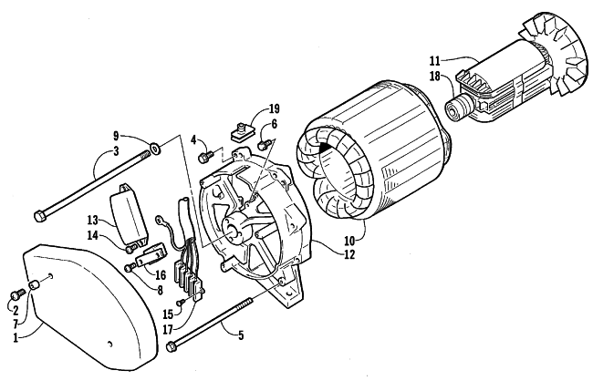 Parts Diagram for Arctic Cat 1999 AC7500GD2E GENERATORS GENERATOR ASSEMBLY