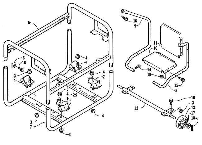 Parts Diagram for Arctic Cat 1999 AC7500GD2E GENERATORS FRAME ASSEMBLY