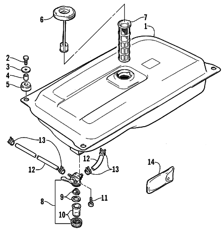 Parts Diagram for Arctic Cat 1999 AC7500GD2E GENERATORS FUEL TANK ASSEMBLY