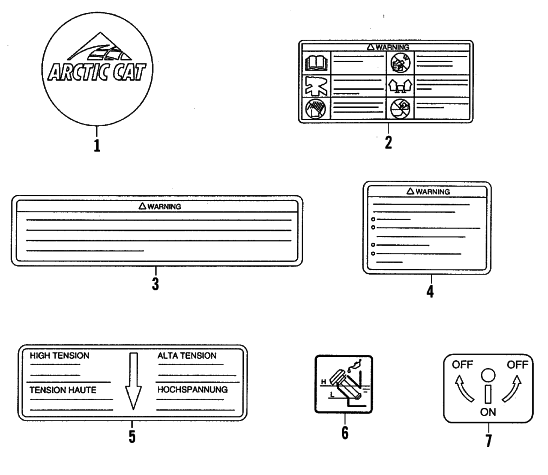 Parts Diagram for Arctic Cat 1999 AC7500GD2E GENERATORS WARNING DECALS