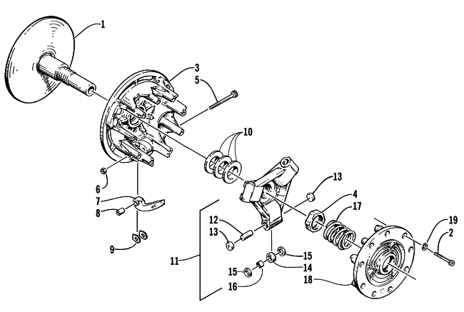 Parts Diagram for Arctic Cat 1999 Z 440 SNO-PRO SNOWMOBILE DRIVE CLUTCH