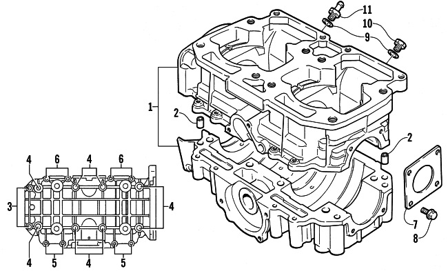 Parts Diagram for Arctic Cat 1999 POWDER SPECIAL 700 LE SNOWMOBILE CRANKCASE ASSEMBLY
