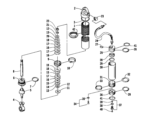 Parts Diagram for Arctic Cat 1999 ZR 440 SNO-PRO SNOWMOBILE FRONT SUSPENSION SHOCK ABSORBER