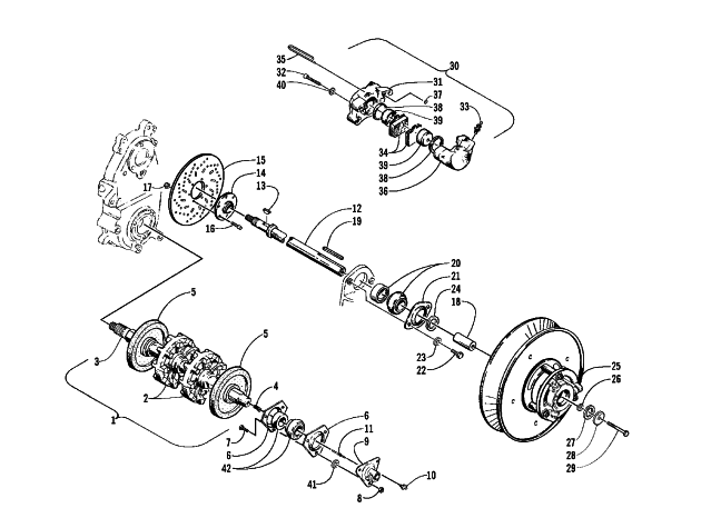 Parts Diagram for Arctic Cat 1999 Z 440 SNO-PRO SNOWMOBILE DRIVE TRAIN SHAFTS AND BRAKE ASSEMBLIES