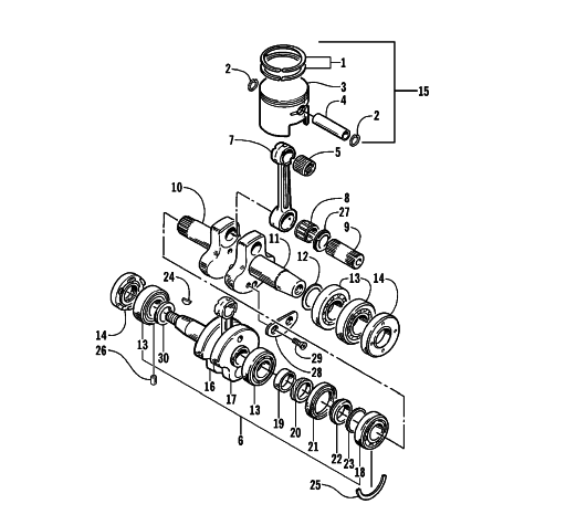 Parts Diagram for Arctic Cat 2000 Z 440 SNO PRO SNOWMOBILE PISTON AND CRANKSHAFT