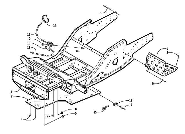 Parts Diagram for Arctic Cat 1999 Z 440 SNO-PRO SNOWMOBILE FRONT FRAME AND FOOTREST ASSEMBLY