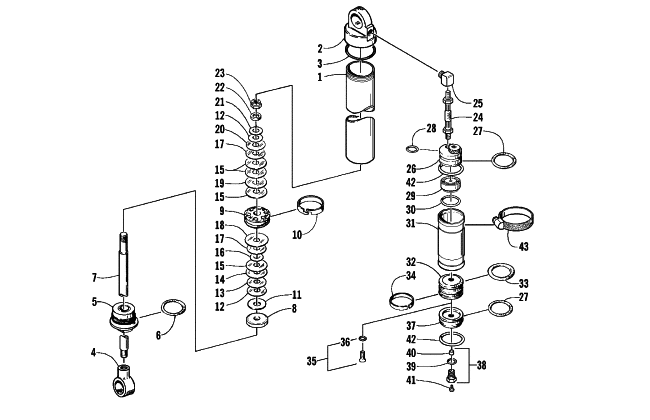 Parts Diagram for Arctic Cat 1999 Z 440 SNO-PRO SNOWMOBILE REAR SUSPENSION - REAR ARM SHOCK ABSORBER