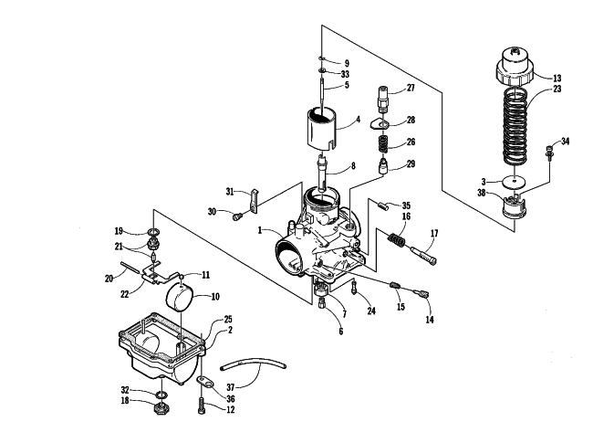 Parts Diagram for Arctic Cat 1999 Z 440 SNO-PRO SNOWMOBILE CARBURETOR