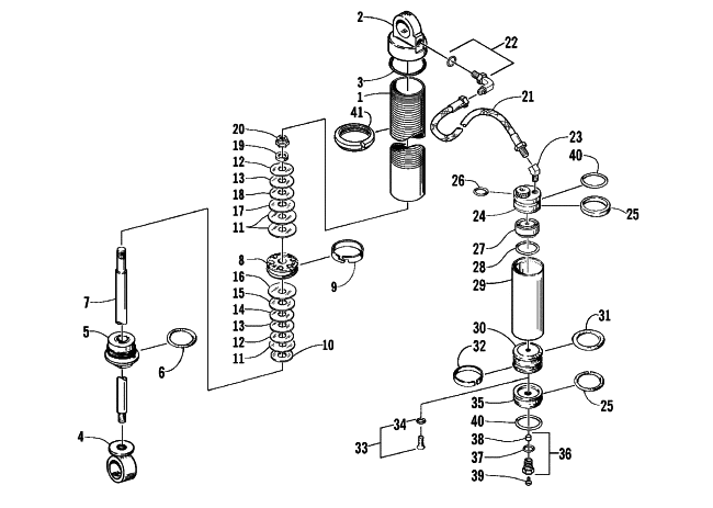 Parts Diagram for Arctic Cat 1999 Z 440 SNO-PRO SNOWMOBILE REAR SUSPENSION - FRONT ARM SHOCK ABSORBER