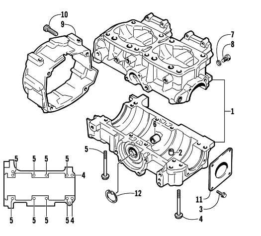 Parts Diagram for Arctic Cat 2001 ZR 440 SNO PRO (CROSS COUNTRY) SNOWMOBILE CRANKCASE ASSEMBLY