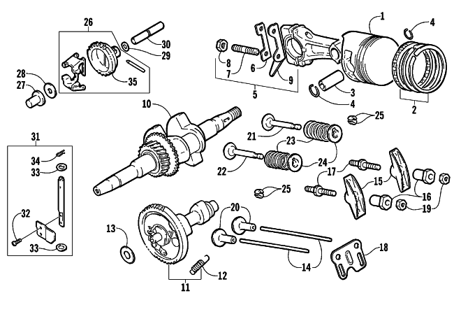 Parts Diagram for Arctic Cat 1999 AC2500GD GENERATORS PISTON AND CRANKSHAFT ASSEMBLY