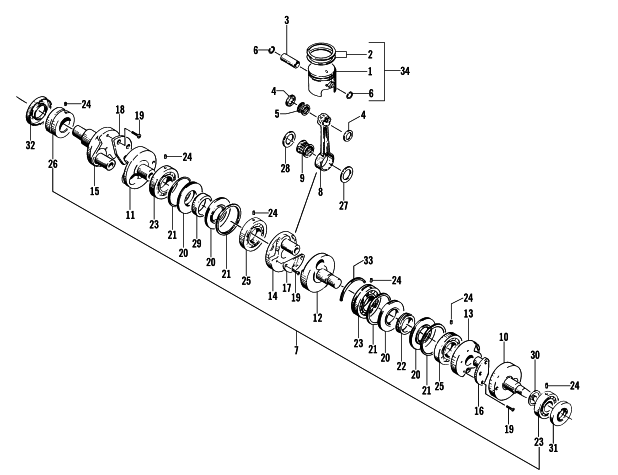 Parts Diagram for Arctic Cat 2001 ZRT 600 LE SNOWMOBILE PISTON AND CRANKSHAFT
