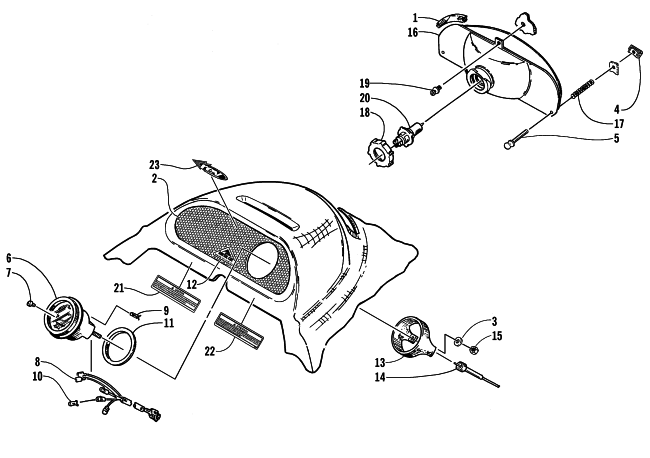 Parts Diagram for Arctic Cat 2000 BEARCAT 440 I SNOWMOBILE HEADLIGHT AND INSTRUMENT POD