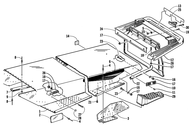 Parts Diagram for Arctic Cat 2000 BEARCAT 440 I SNOWMOBILE TUNNEL AND REAR BUMPER