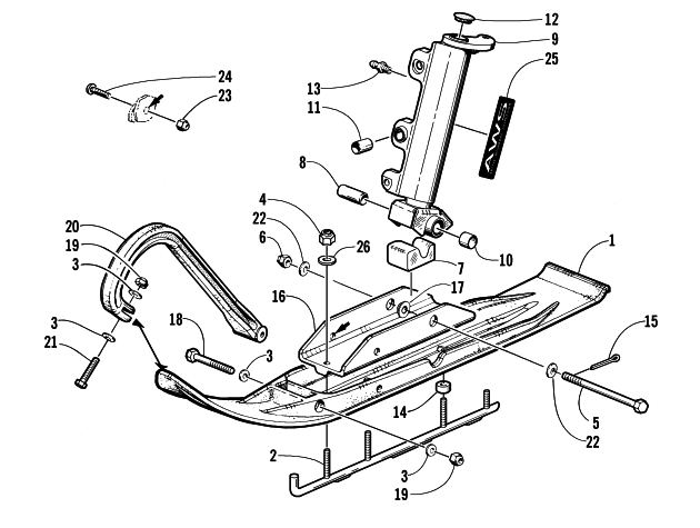 Parts Diagram for Arctic Cat 2000 POWDER SPECIAL 600 LE () SNOWMOBILE SKI AND SPINDLE ASSEMBLY