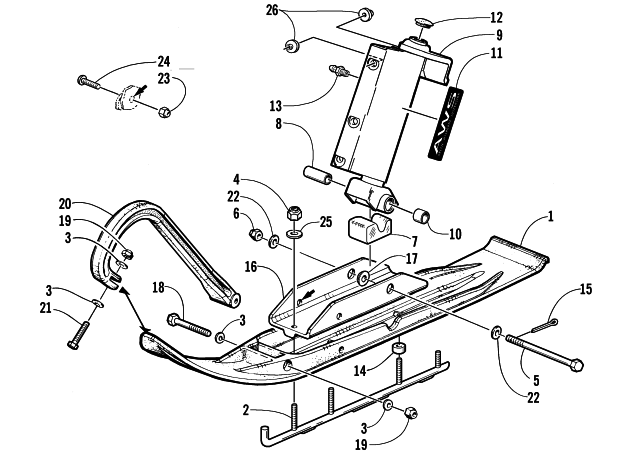 Parts Diagram for Arctic Cat 2001 TRIPLE TOURING 600 () SNOWMOBILE SKI AND SPINDLE ASSEMBLY