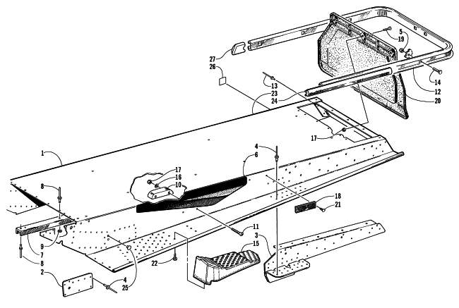 Parts Diagram for Arctic Cat 2000 BEARCAT 440 II SNOWMOBILE TUNNEL AND REAR BUMPER