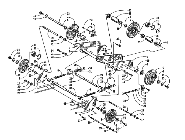 Parts Diagram for Arctic Cat 2000 BEARCAT WIDE TRACK () SNOWMOBILE ARTICULATING SKID FRAME ASSEMBLY