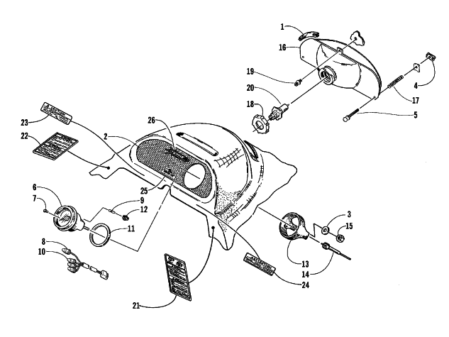 Parts Diagram for Arctic Cat 2000 BEARCAT WIDE TRACK SNOWMOBILE HEADLIGHT AND INSTRUMENT POD