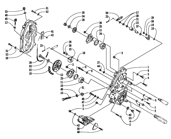 Parts Diagram for Arctic Cat 2000 ZL 700 SNOWMOBILE DRIVE/DROPCASE ASSEMBLY
