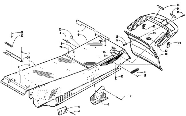 Parts Diagram for Arctic Cat 2000 ZL 550 ESR SNOWMOBILE TUNNEL AND REAR BUMPER
