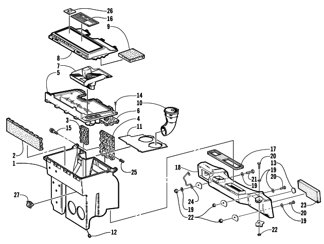Parts Diagram for Arctic Cat 2000 ZL 550 ESR SNOWMOBILE AIR SILENCER ASSEMBLY