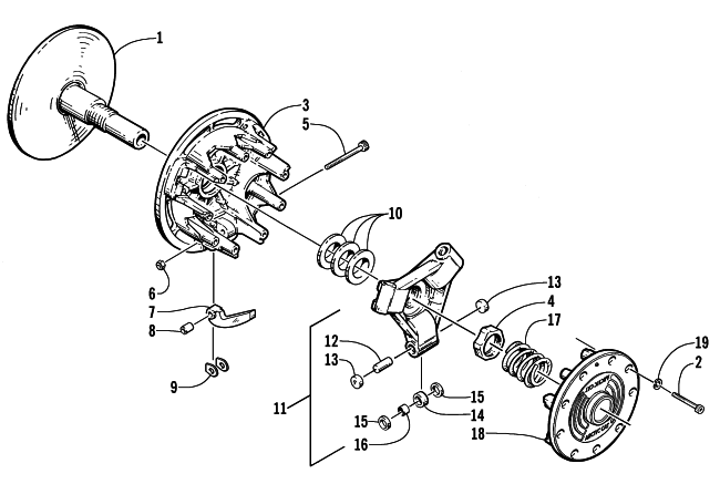 Parts Diagram for Arctic Cat 2001 PANTHER 440 SNOWMOBILE DRIVE CLUTCH
