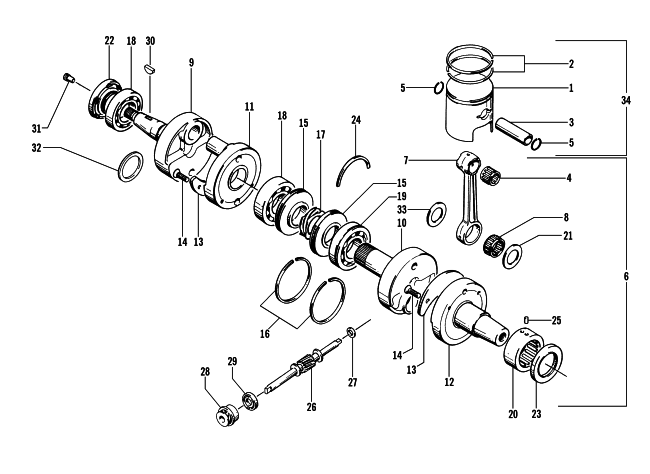 Parts Diagram for Arctic Cat 2000 ZL 440 SNOWMOBILE PISTON AND CRANKSHAFT