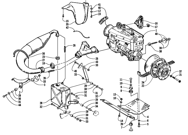 Parts Diagram for Arctic Cat 2000 BEARCAT 440 II SNOWMOBILE ENGINE AND RELATED PARTS