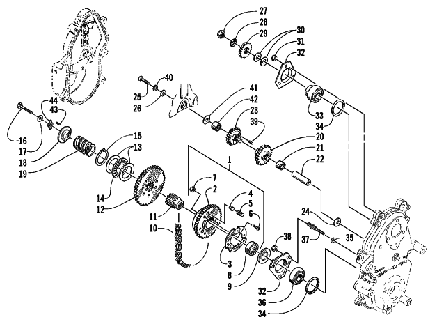 Parts Diagram for Arctic Cat 2000 ZL 580 EFI ESR SNOWMOBILE DRIVE/REVERSE DROPCASE ASSEMBLY