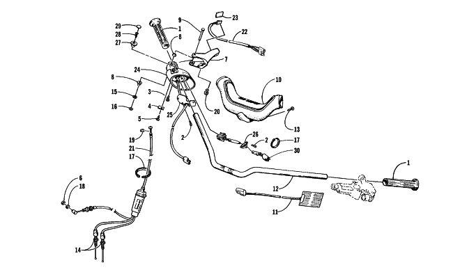 Parts Diagram for Arctic Cat 2000 BEARCAT WIDE TRACK () SNOWMOBILE HANDLEBAR AND CONTROLS