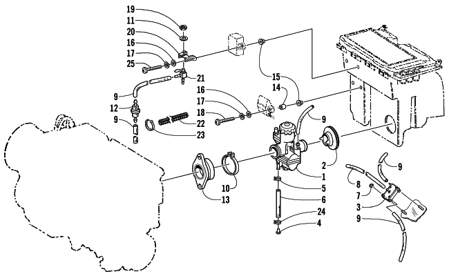 Parts Diagram for Arctic Cat 2000 Z 370 ES SNOWMOBILE CARBURETOR AND FUEL PUMP ASSEMBLY