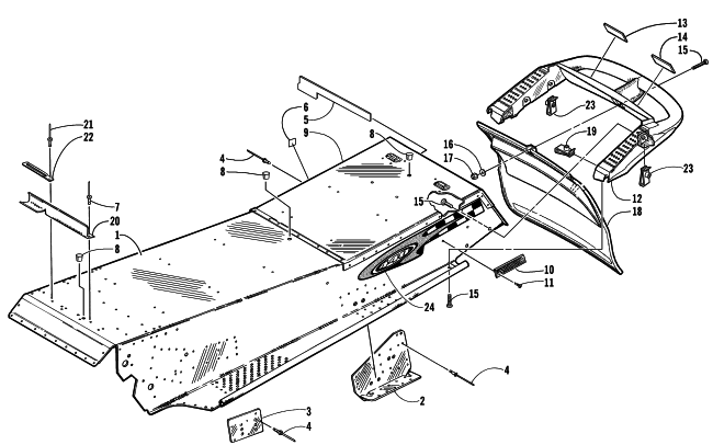 Parts Diagram for Arctic Cat 2000 Z 440 SNOWMOBILE TUNNEL AND REAR BUMPER