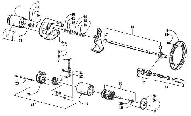 Parts Diagram for Arctic Cat 2000 ZL 580 EFI ESR SNOWMOBILE ELECTRIC START - STARTER MOTOR ASSEMBLY
