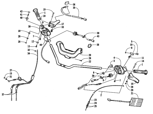 Parts Diagram for Arctic Cat 2000 PANTHER 440 () SNOWMOBILE HANDLEBAR AND CONTROLS