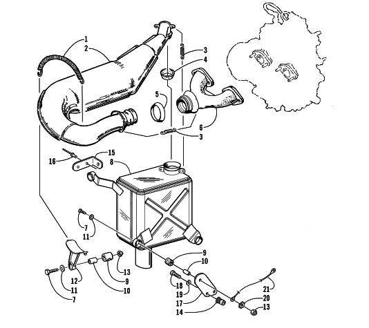 Parts Diagram for Arctic Cat 2000 ZL 580 EFI ESR SNOWMOBILE EXHAUST ASSEMBLY