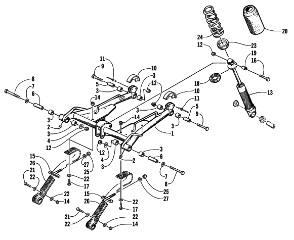Parts Diagram for Arctic Cat 2000 THUNDERCAT SNOWMOBILE REAR SUSPENSION FRONT ARM ASSEMBLY