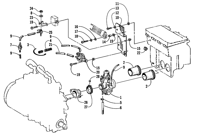 Parts Diagram for Arctic Cat 2000 ZL 550 ESR SNOWMOBILE CARBURETOR AND FUEL PUMP ASSEMBLY