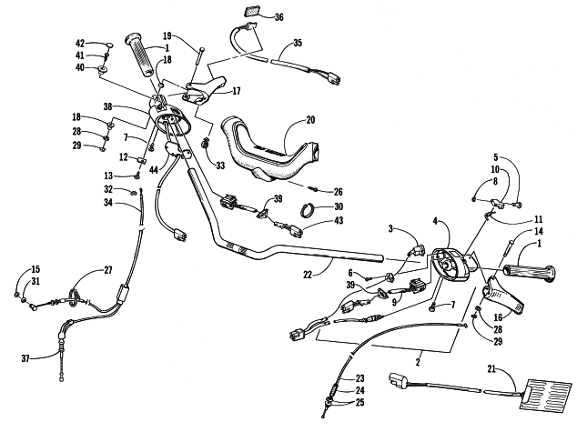 Parts Diagram for Arctic Cat 2000 PANTHER 340 SNOWMOBILE HANDLEBAR AND CONTROLS