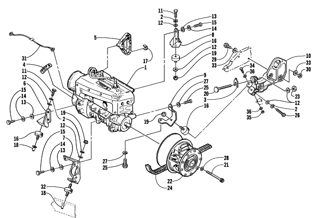 Parts Diagram for Arctic Cat 2001 Z 440 SNOWMOBILE ENGINE AND RELATED PARTS