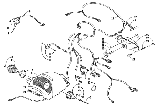 Parts Diagram for Arctic Cat 2000 PANTHER 340 SNOWMOBILE HEADLIGHT, INSTRUMENTS, AND WIRING ASSEMBLIES