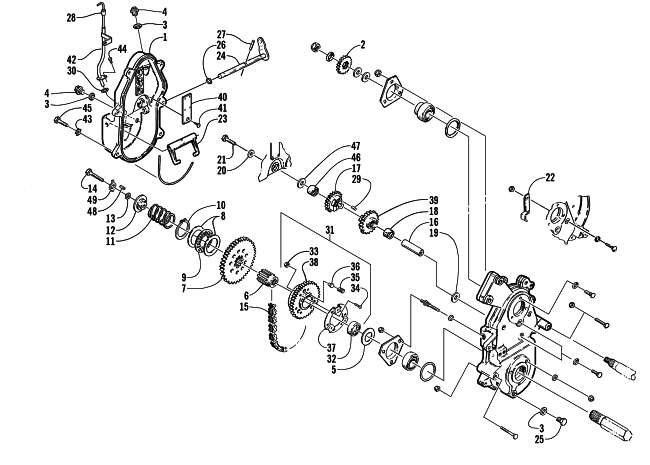 Parts Diagram for Arctic Cat 2000 ZL 440 SNOWMOBILE DRIVE/REVERSE DROPCASE ASSEMBLY (OPTIONAL)