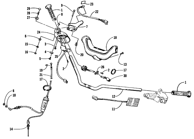 Parts Diagram for Arctic Cat 2000 PANTERA 580 EFI () SNOWMOBILE HANDLEBAR AND CONTROLS