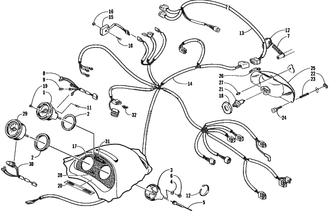 Parts Diagram for Arctic Cat 2000 PANTHER 550 SNOWMOBILE HEADLIGHT, INSTRUMENTS, AND WIRING ASSEMBLIES